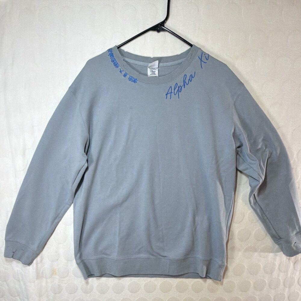 Alpha Xi Delta Sorority Gray Embroidered Crewneck Sweatshirt Women’s XL